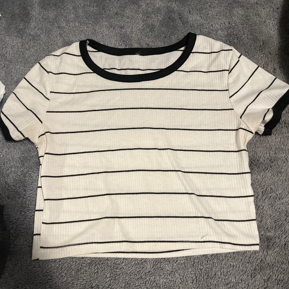 Black and white striped crop top